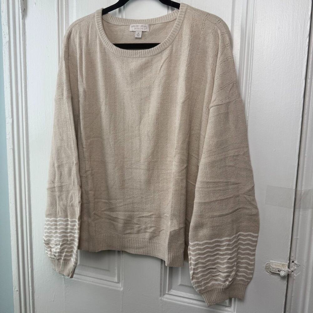 Barefoot Dreams CozyChic Ultra Lite Pullover Cream Womens 2X NWOT